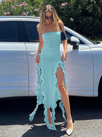 Fashion Sexy Tube Irregular Hem Dress