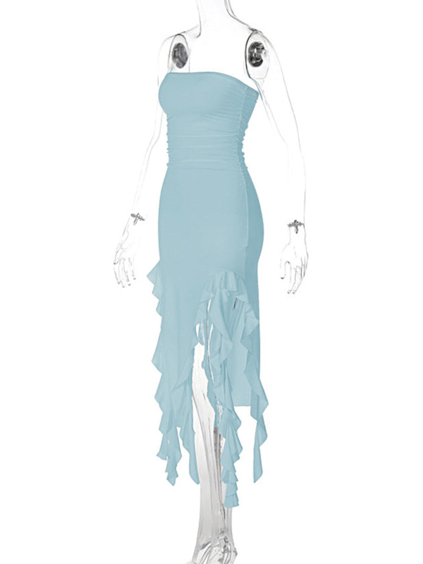 Fashion Sexy Tube Irregular Hem Dress