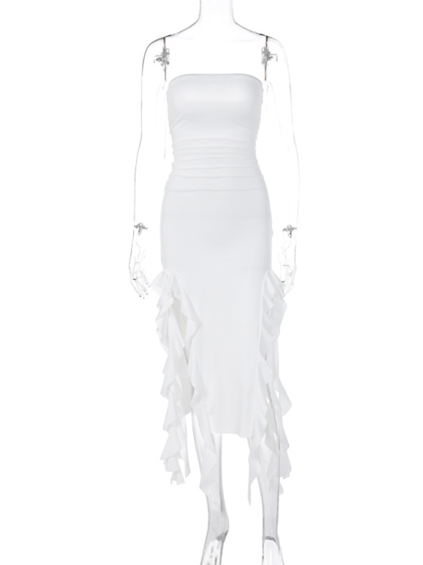 Fashion Sexy Tube Irregular Hem Dress