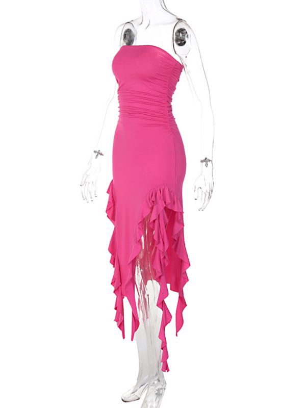 Fashion Sexy Tube Irregular Hem Dress