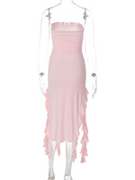 Fashion Sexy Tube Irregular Hem Dress