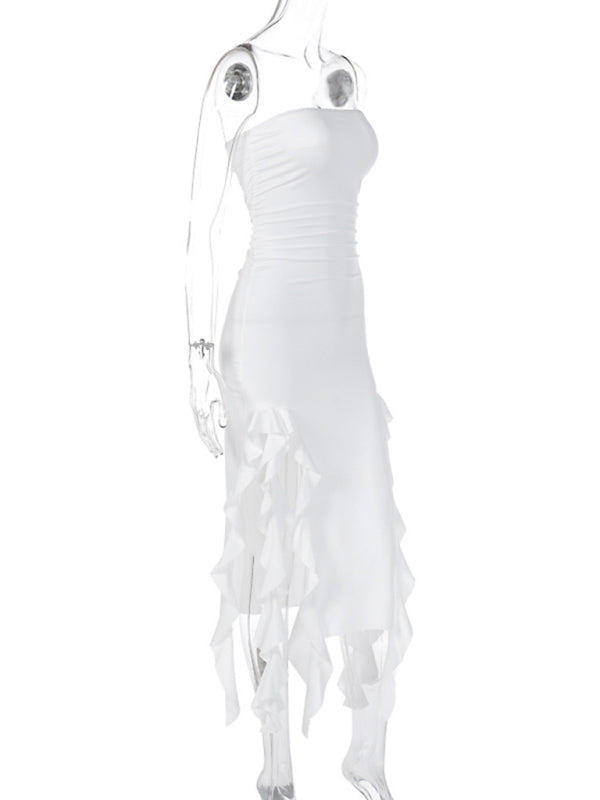 Fashion Sexy Tube Irregular Hem Dress