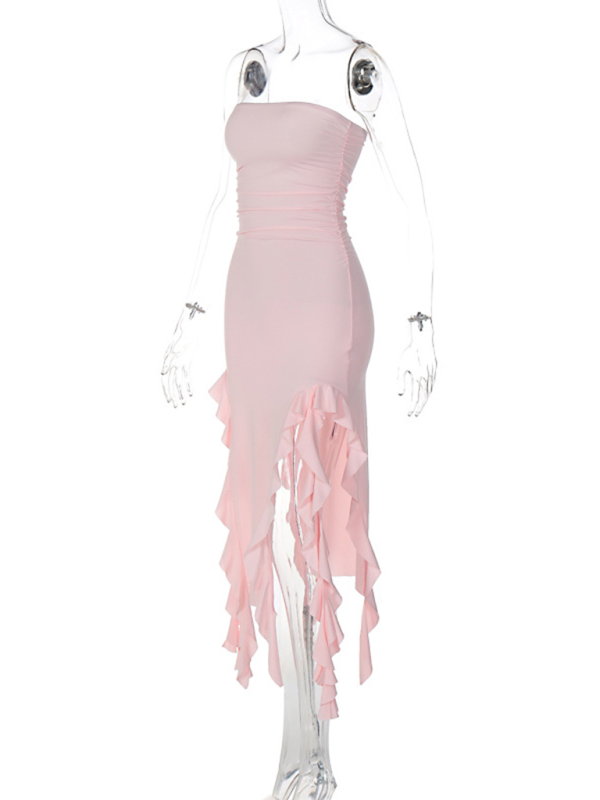 Fashion Sexy Tube Irregular Hem Dress