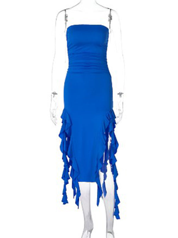 Fashion Sexy Tube Irregular Hem Dress