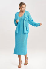 Figl Two-Piece Midi Dress and Bolero Co-Ord Set blue one-size-fits-all