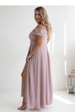 With You Fitted Waist Shimmer Occasion Long Dress