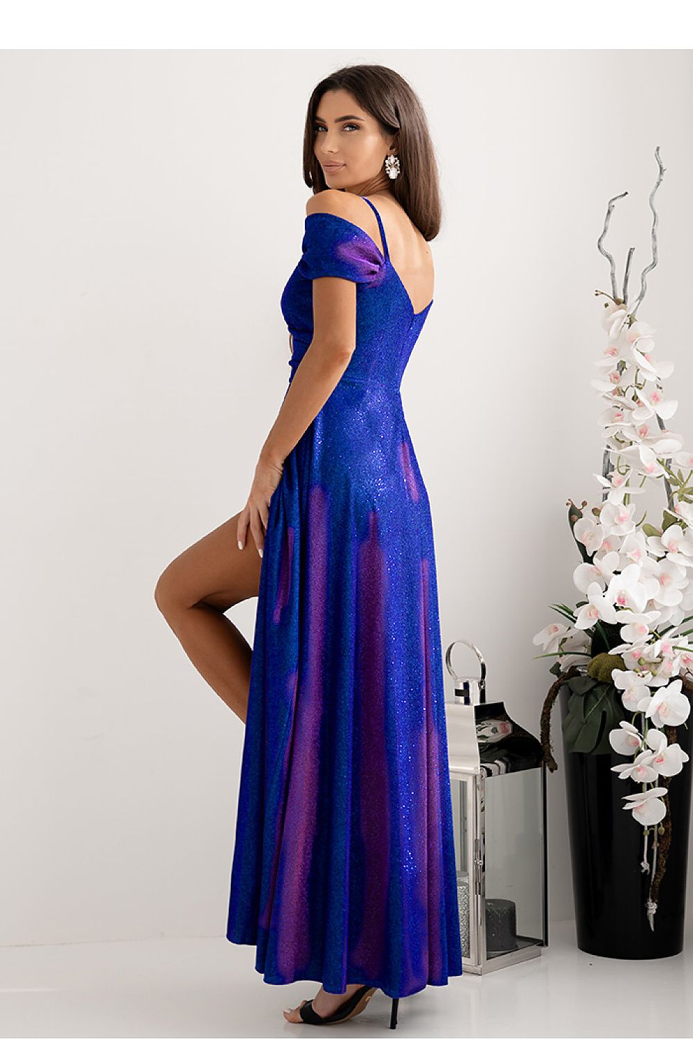 With You Fitted Waist Shimmer Occasion Long Dress