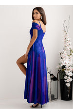 With You Fitted Waist Shimmer Occasion Long Dress