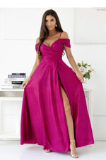 With You Fitted Waist Shimmer Occasion Long Dress Pink Shade 2