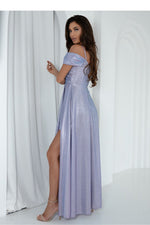 With You Fitted Waist Shimmer Occasion Long Dress