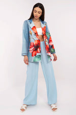 Floral Jacket Italy Moda Denim-Look Blazer