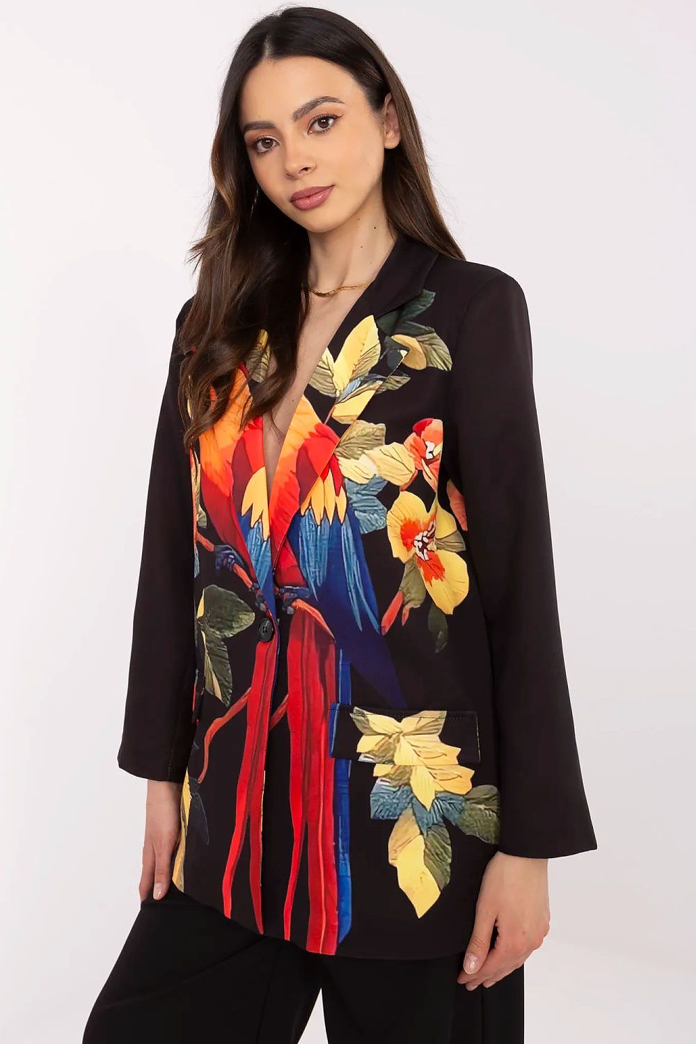 Floral Jacket Italy Moda Denim-Look Blazer