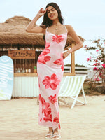 Floral Print Resort Strap Midi Summer Dress