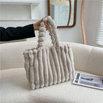 Fluffy Faux Fur Plush Bag | Small & Large | 5 Colours Large Beige