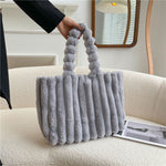 Fluffy Faux Fur Plush Bag | Small & Large | 5 Colours Large Grey