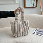 Fluffy Faux Fur Plush Bag | Small & Large | 5 Colours Small Beige