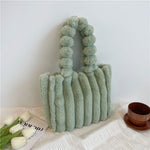 Fluffy Faux Fur Plush Bag | Small & Large | 5 Colours Small Green