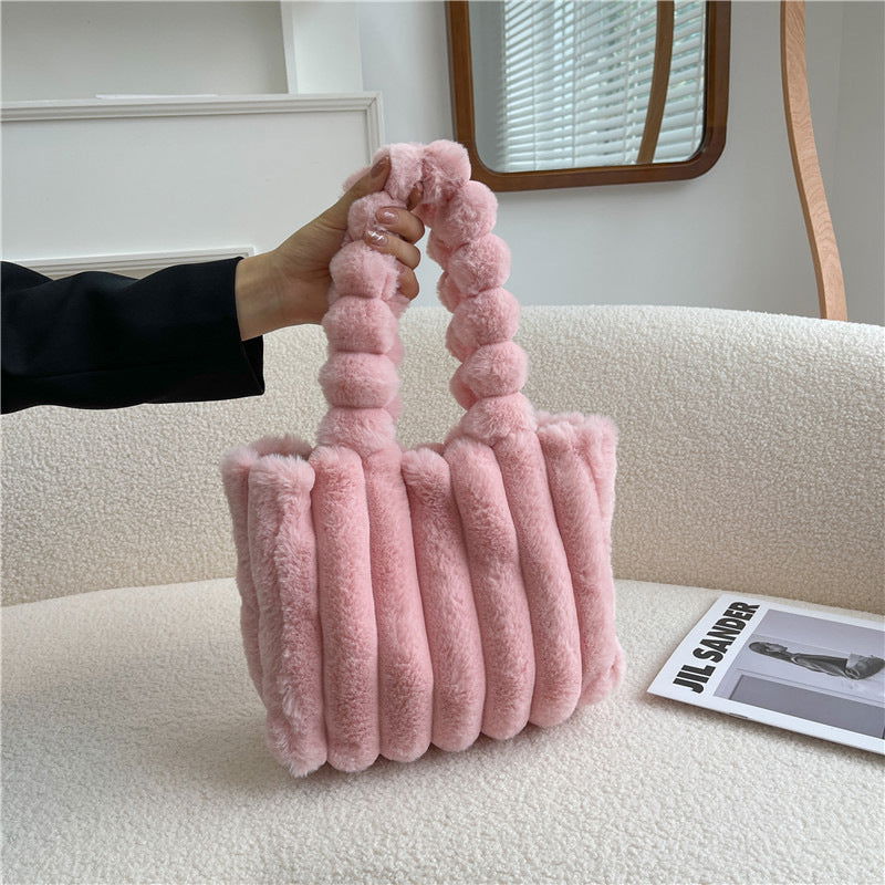 Fluffy Faux Fur Plush Bag | Small & Large | 5 Colours Small Pink