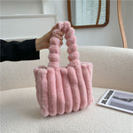 Fluffy Faux Fur Plush Bag | Small & Large | 5 Colours Small Pink