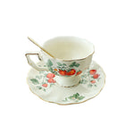 French Retro Luxury Floral Afternoon Tea Porcelain Teapot, Cup & Saucer Set 1 x Strawberry Cup & Saucer