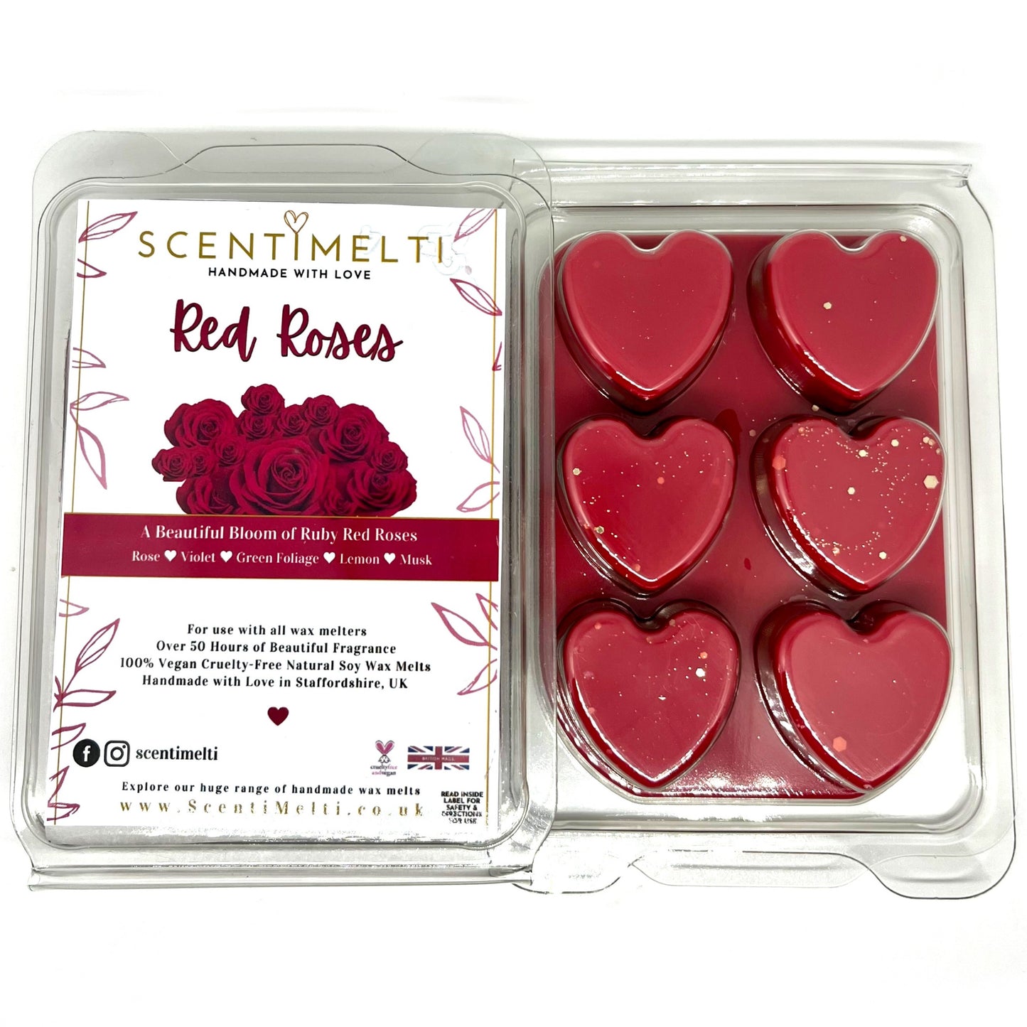 Red Roses JM Inspired Heart Clamshell Wax Melts - ScentiMelti  Red Roses JM Inspired Heart Clamshell Wax Melts