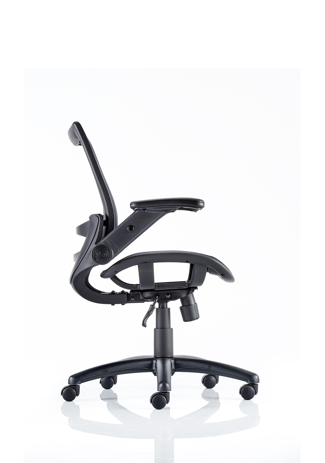 Fuller Medium Mesh Back Task Operator Office Chair with Folding Arms Black Mesh