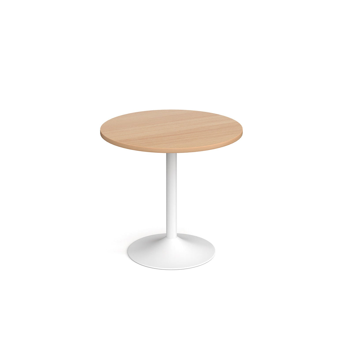 Genoa circular dining table with trumpet base white trumpet base Beech