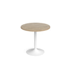 Genoa circular dining table with trumpet base white trumpet base Barcelona Walnut