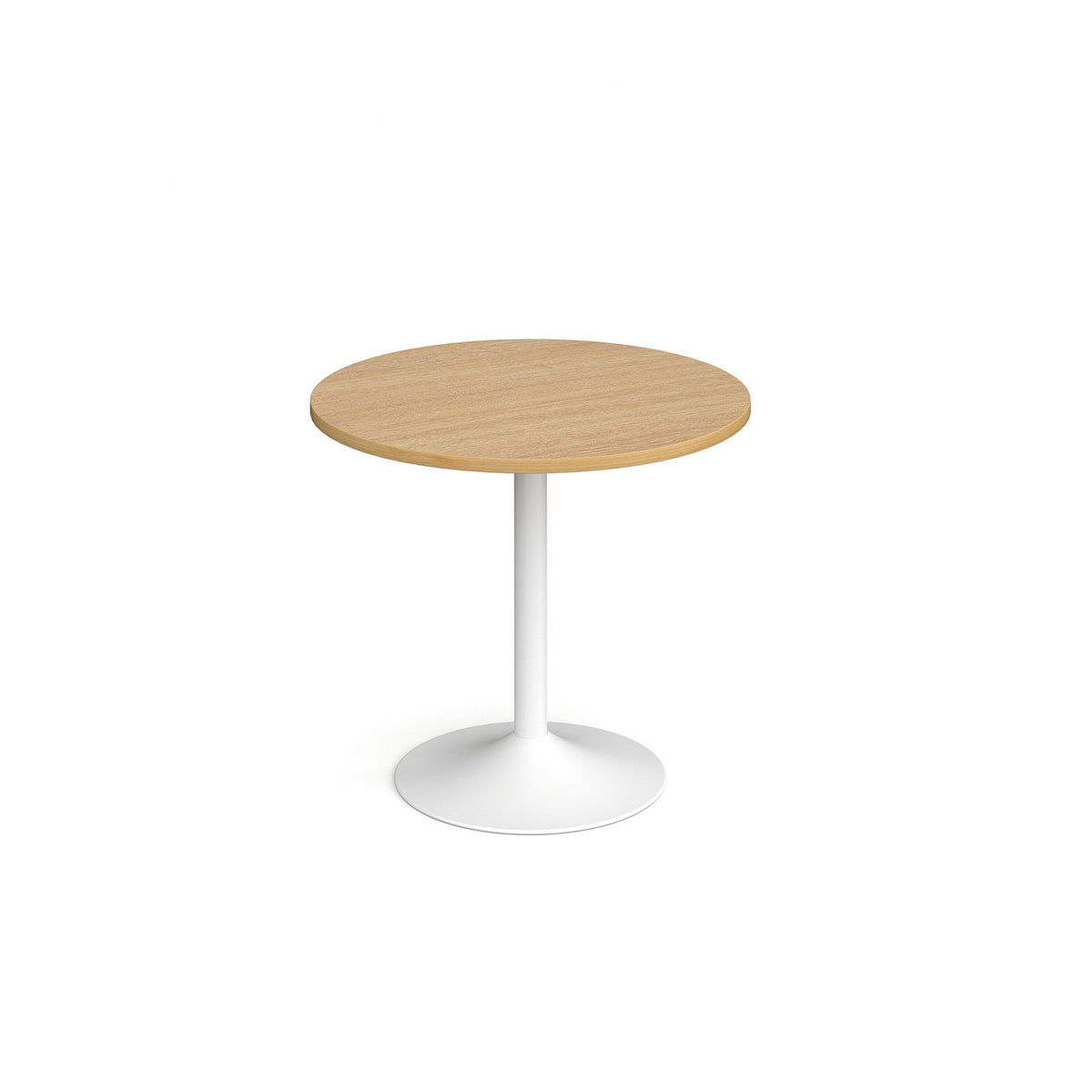 Genoa circular dining table with trumpet base white trumpet base Oak