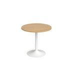 Genoa circular dining table with trumpet base white trumpet base Oak