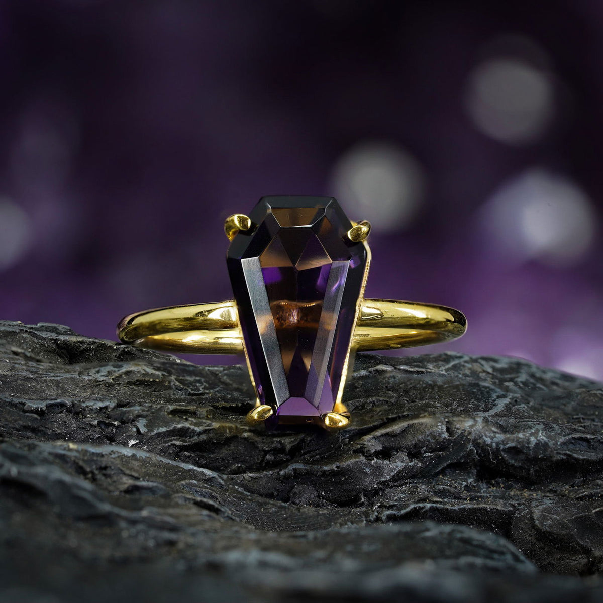 Gemstone Coffin Ring Amethyst 6