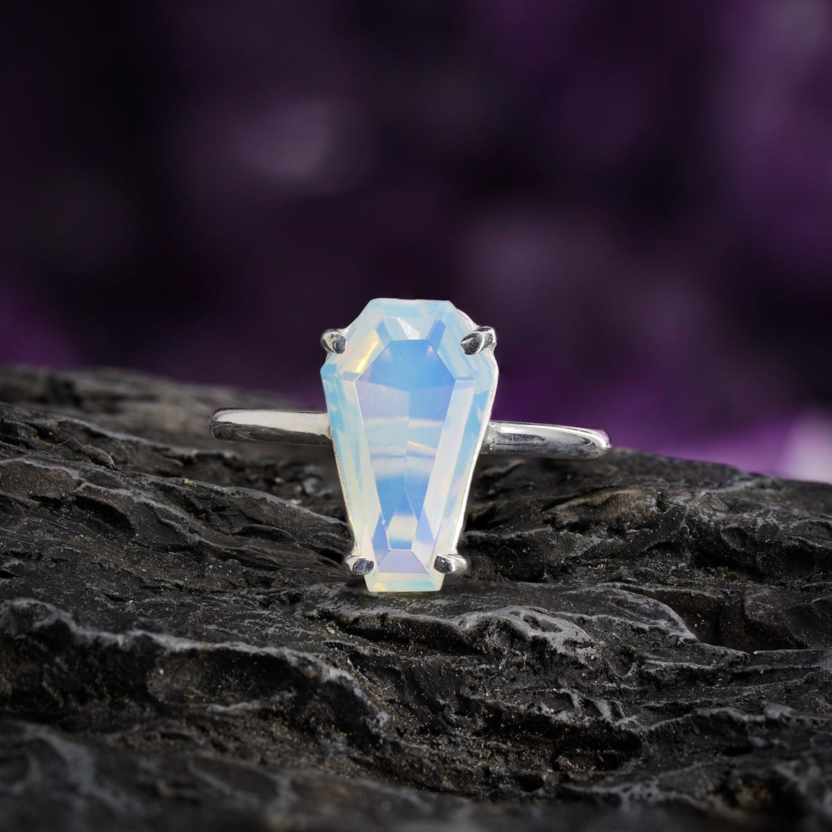 Gemstone Coffin Ring Opalite 6