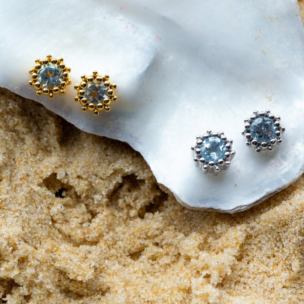 Dainty London Gold Sky Blue Topaz Astrid Studs