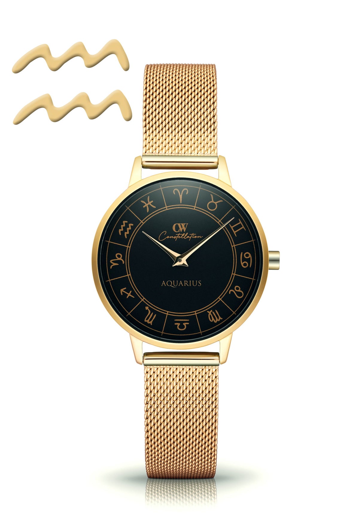Gold Horoscope Astrology Watch - The Constellation Collection Aquarius