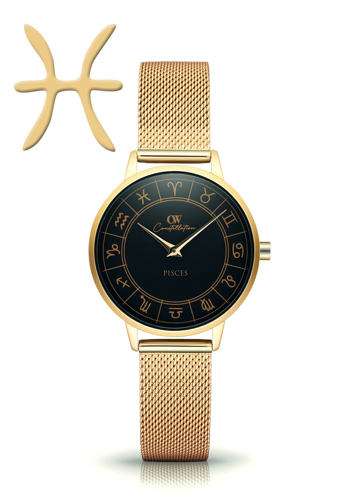 Gold Horoscope Astrology Watch - The Constellation Collection Pisces