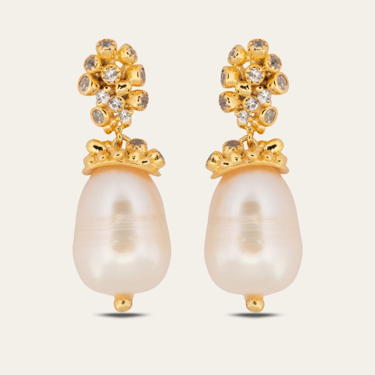 Dainty London Gold Baroque Pearl Earrings - Lyra