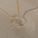 Dainty London Gold Vermeil Blue Topaz Necklace - Aurelia