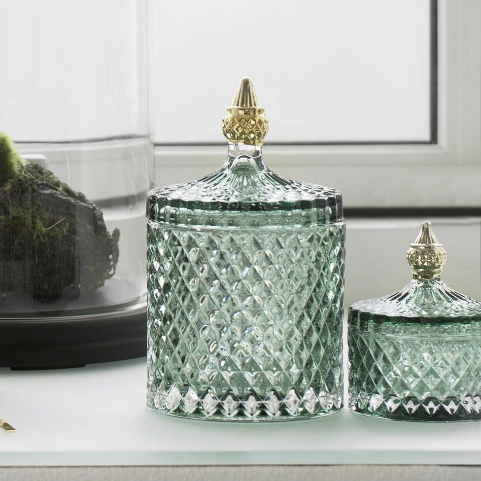 Granite Green Pressed Glass Storage Jar