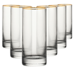 Hayworth Gold Rimmed Highball Glasses - 350ml - Set of 6