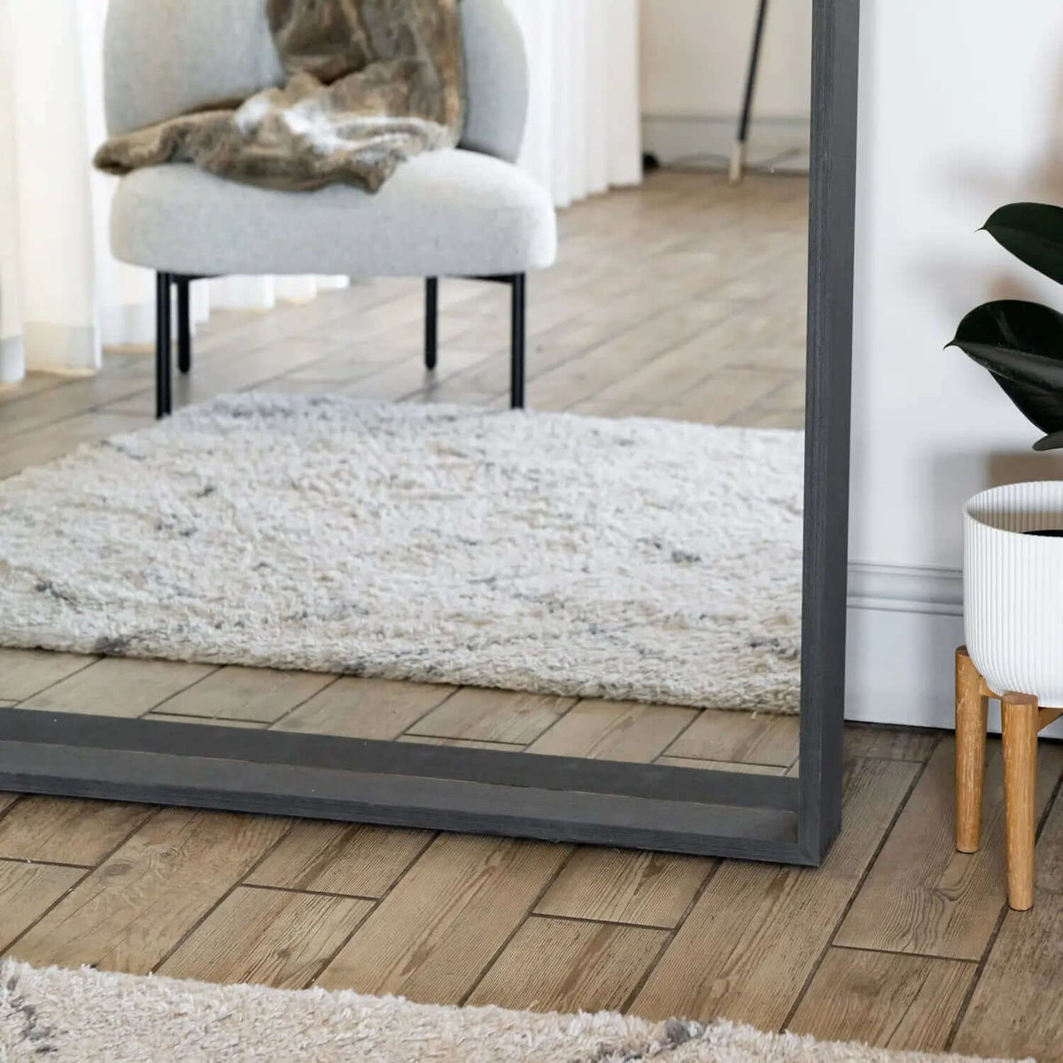 Hanaka- Full Length Black Oak Rectangle Mirror - 200cm x 100cm