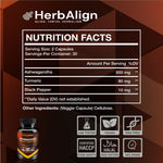 Herbalign Ashwagandha, Black Pepper & Turmeric Capsules – Natural Stress Relief, Energy Boost & Anti-Inflammatory Support
