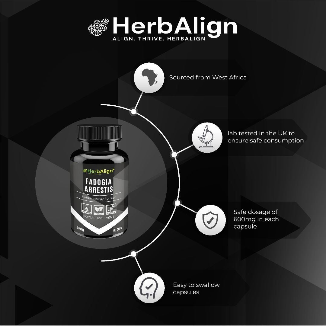 Herbalign Fadogia Agrestis Capsules – Natural Testosterone & Libido Support for Men's Vitality, Hormonal Balance, and Sexual Health