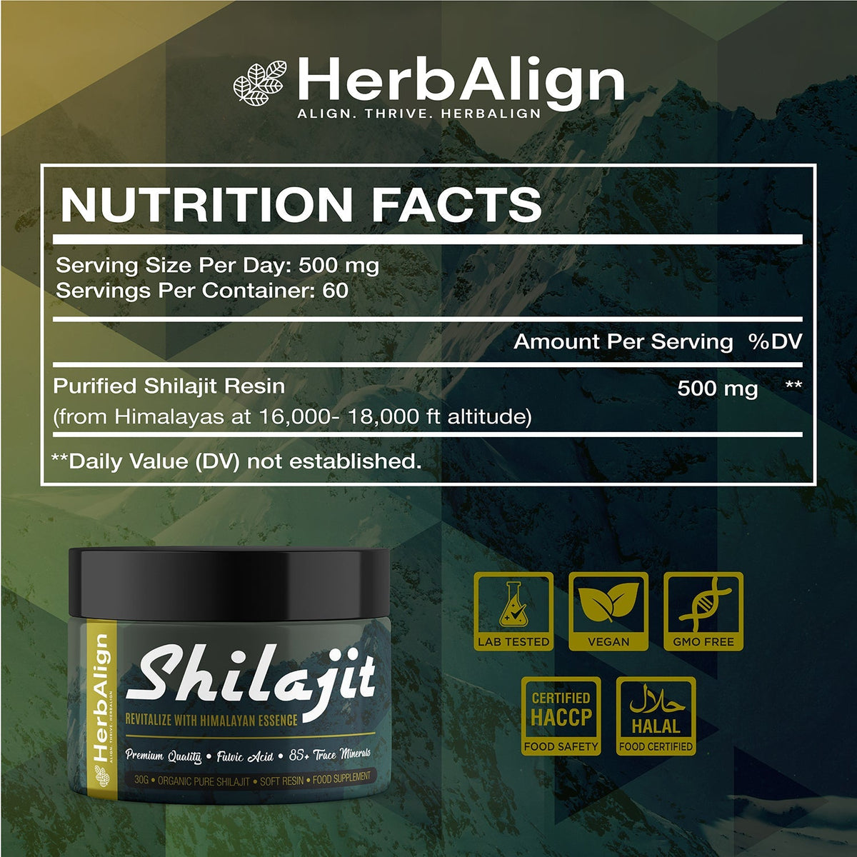 Herbalign Pure Organic Shilajit Resin 30g – High Potency Fulvic Acid UK Lab Tested