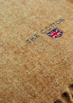 Herringbone Made In England Lambswool Fringe Scarf | sandy Brown