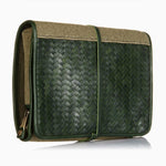 Herringbone Toiletry Wash Roll, Racing Green