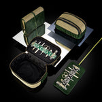 Herringbone Toiletry Wash Roll, Racing Green