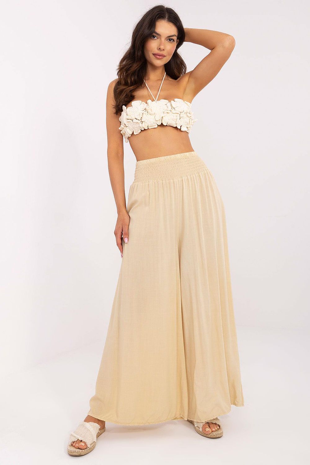 High Waist Wide Leg Loose Women’s Trousers | Och Bella beige