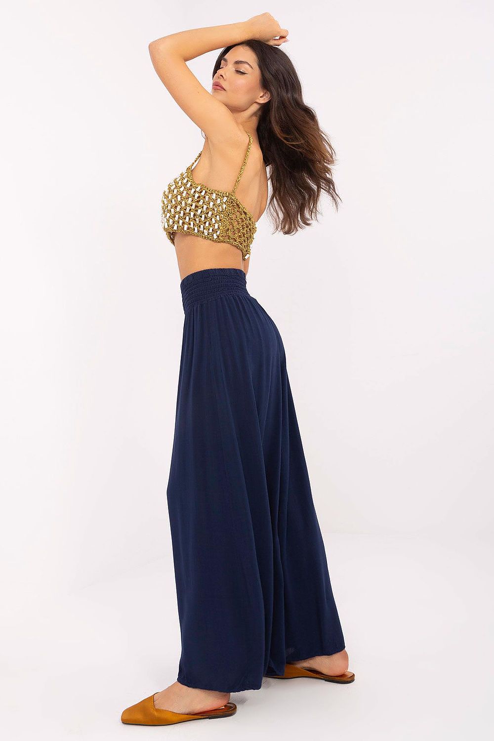 High Waist Wide Leg Loose Women’s Trousers | Och Bella navy blue