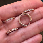 Hoop Earrings with Small Pave-set Stones Rose Gold Plated Silver Medium White