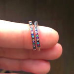 Hoop Earrings with Small Pave-set Stones Silver Large Rainbow
